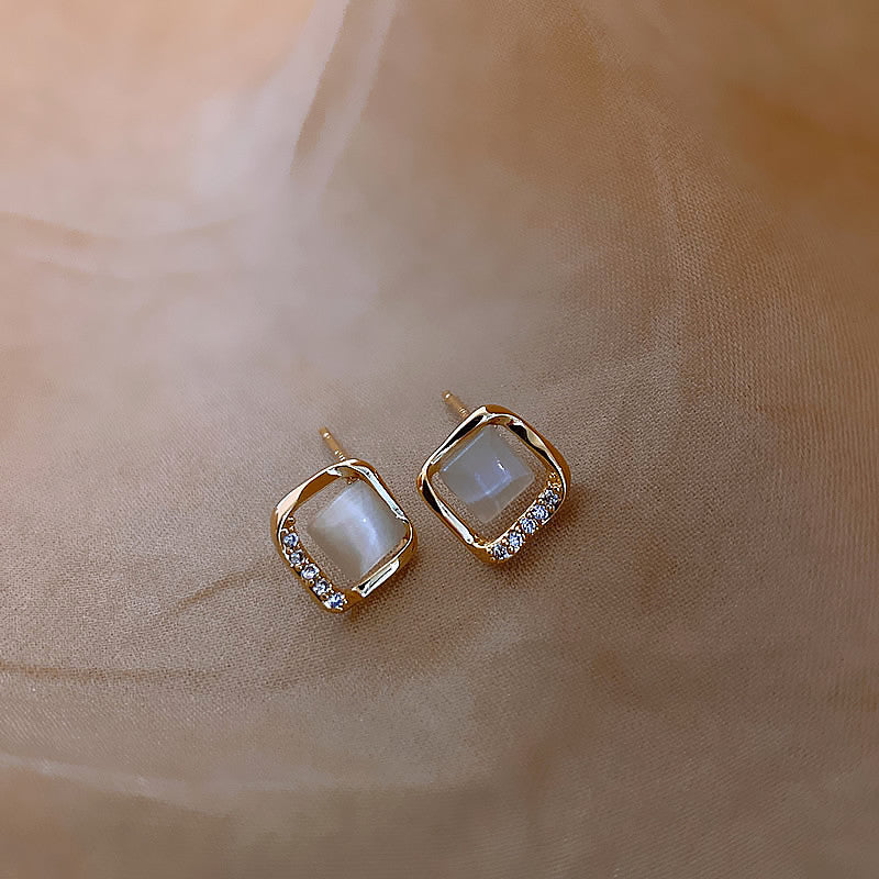 Small Square Ear Studs Light Luxury Minority Design Sense